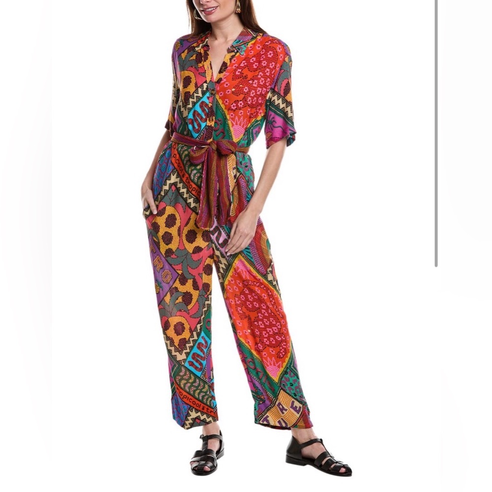 FARM RIO  Dotted Patch Scarf Jumpsuit SIZE: SMALL - Picture 4 of 13